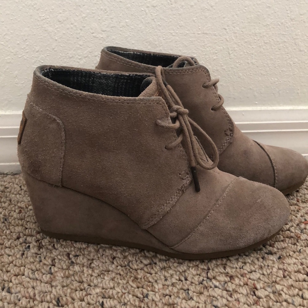 Toms Suede Wedge Booties